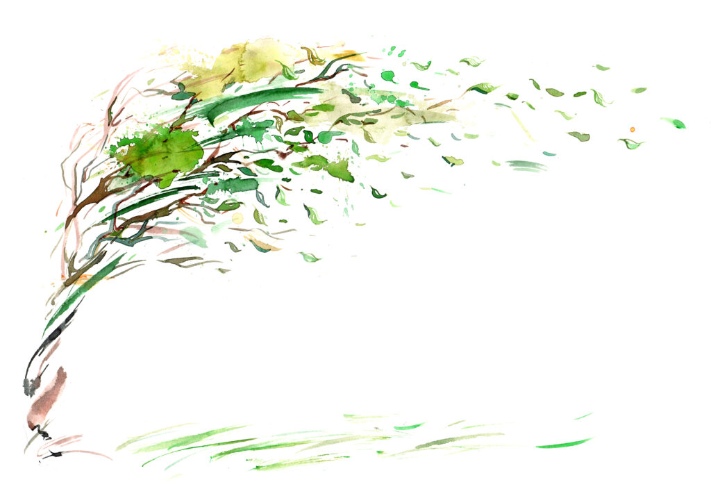 Tree Blowing In Wind Graphic