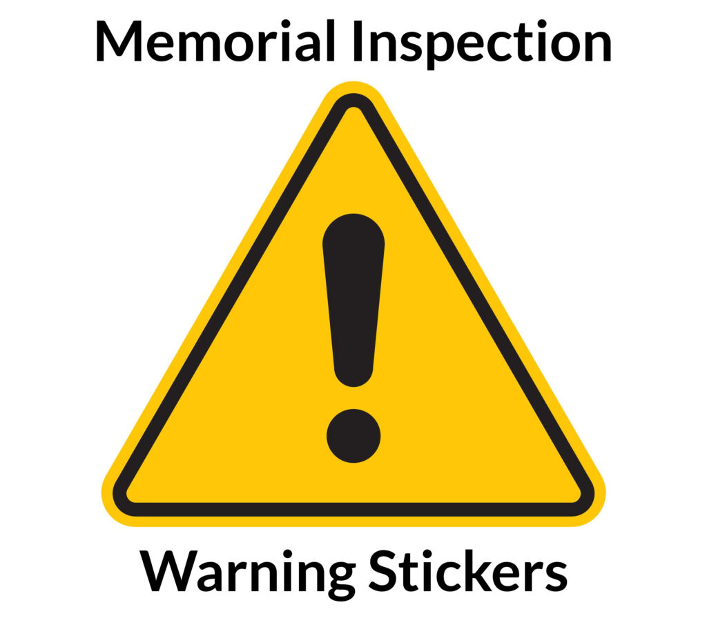 Memorial Inspection Warning Sticker Yellow Triangle
